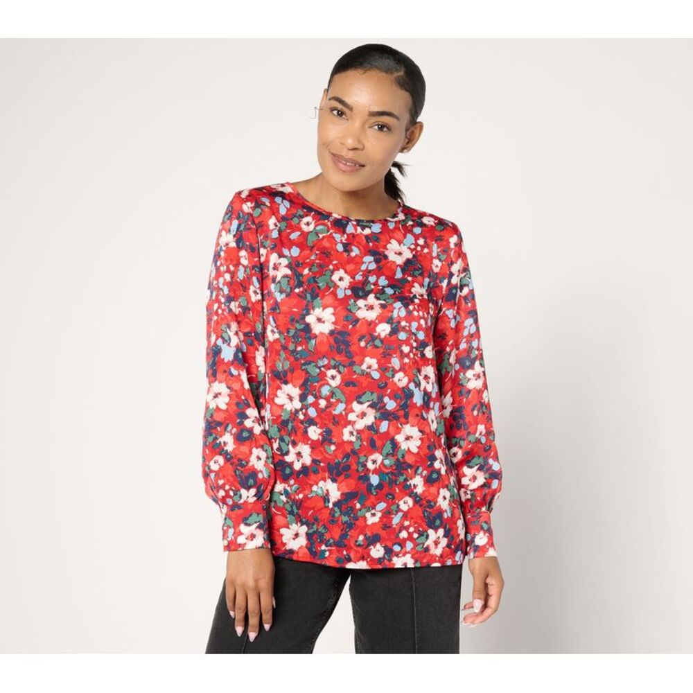 SUNNYLiFE Women's Top Sz M Long Sleeve Printed Blouse Multi-colored
